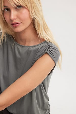 Grey Draped Jersey Top