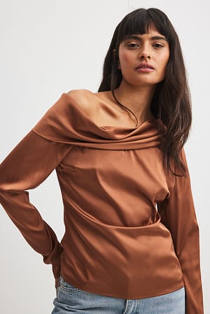 Bronze Draped One Shoulder Top