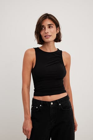 Black Draped Sleeveless Top