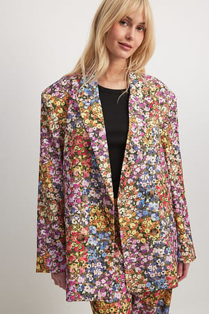 Watercolor Flowers Dropped Shoulder Blazer