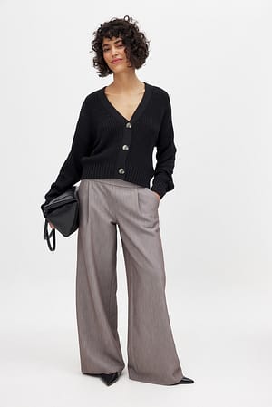 Taupe Elastic Cotton Detailed Suit Pants