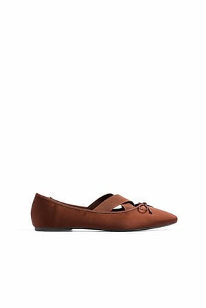 Brown Elastic Detail Ballerinas