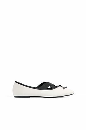 Off White Elastic Detail Ballerinas