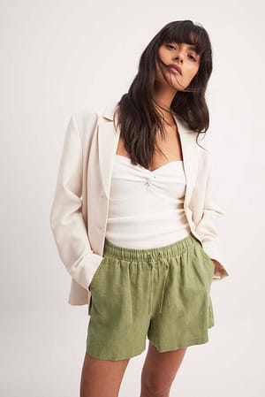 Pistachio Elastic Linen Shorts