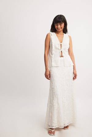 Offwhite Embroidery Maxi Skirt