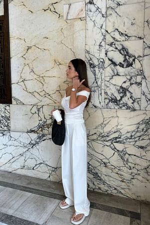 White Wide High Waist Suit Pants