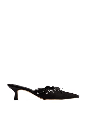 Black Eyelet Detailed Pumps