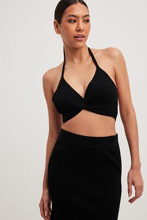 Black Fine Knitted Bralette