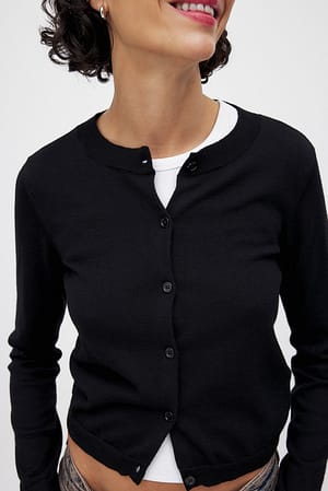 Black Fine Knitted Cardigan