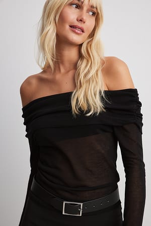 Black Fine Knitted Draped Top