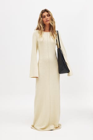 Beige Fine Knitted Maxi Dress