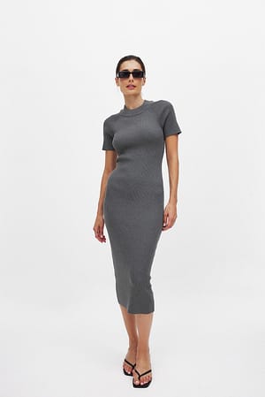 Grey Fine Knitted Midi Dress