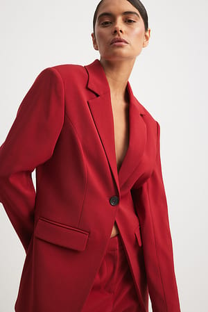 Raspberry Fitted One Button Blazer