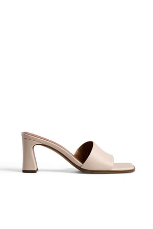 Cream Flared Block Heel Sandals