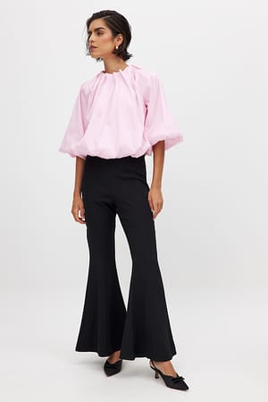 Black Flared Low Waist Pants