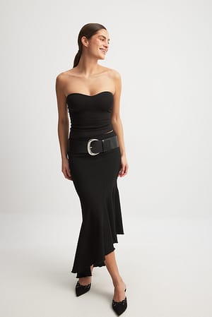 Black Flounce Maxi Skirt