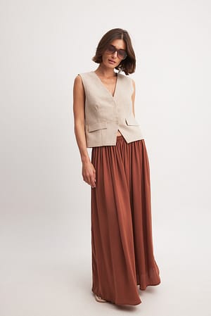 Rust Flowy Maxi Skirt