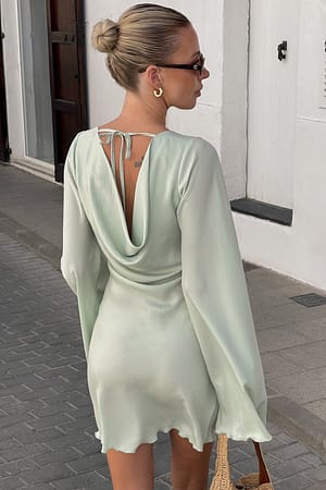 Light Green Flowy Open Back Mini Dress