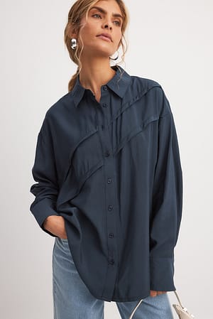 Navy Fold Detail Shirt