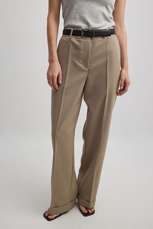 Mole Fold Up Mid Waist Pants