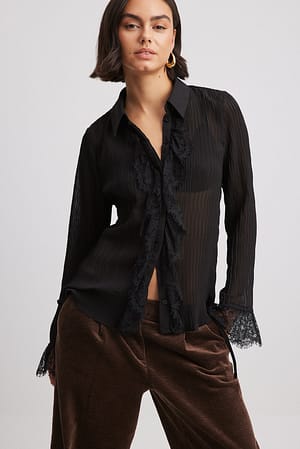 Black Frill Detail Blouse