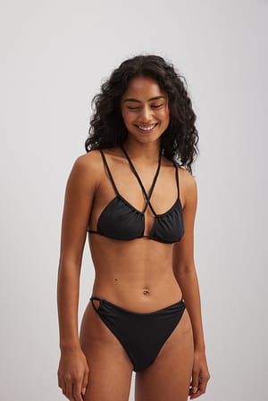 Black Front Cross Bikini Top