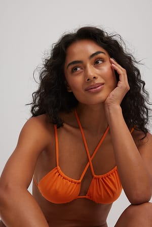 Orange Front Cross Bikini Top