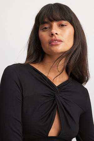 Black Front Twist Top