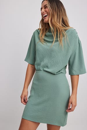 Teal Funnel Neck Mini Dress