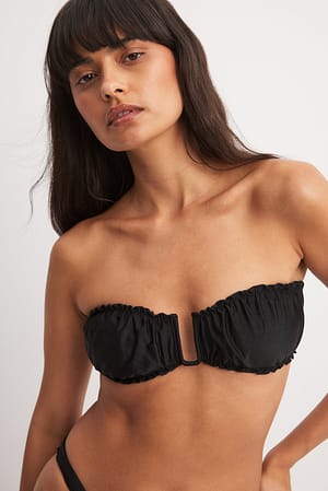 Black Gathered Bikini Bandeau