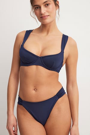 Navy Gathered Bikini Panty