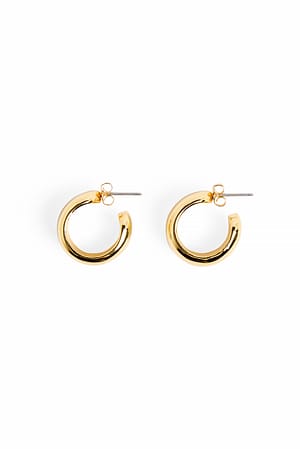 Gold Gold Plated Small Plain Wide Hoops