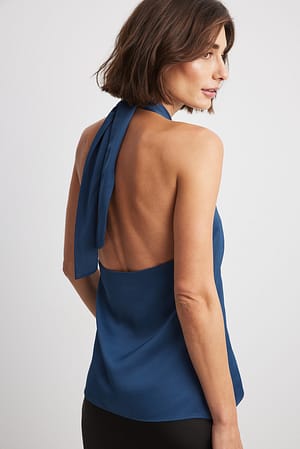 Blue Halterneck Longline Top