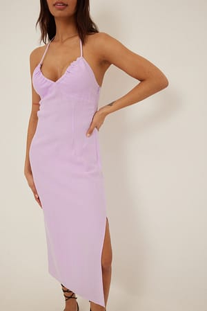 Lavender Halterneck Midi Dress