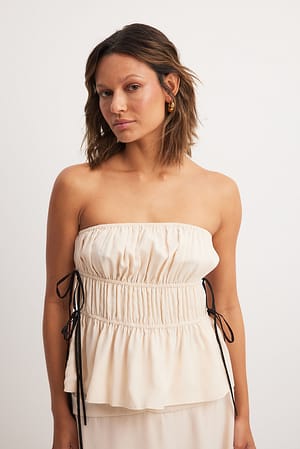 White Bandeau Tie Detail Chiffon Top