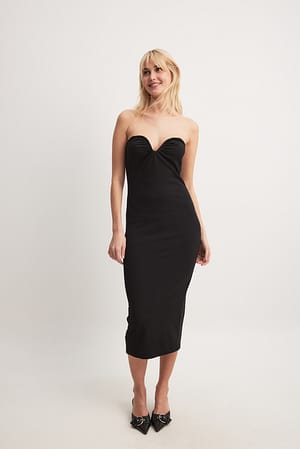 Black Heart Neckline Midi Dress