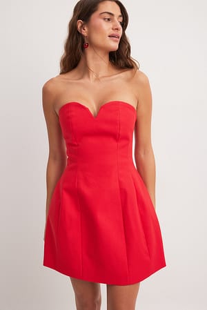 Red Heart Shaped Tailored Mini Dress