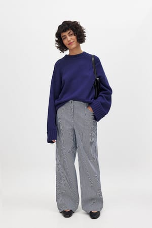 Stripe Heavy Mid Waist Stirped Pants