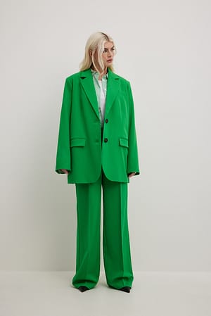 Green Wide High Waist Suit Pants