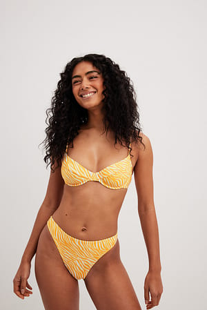 Yellow Print High Leg Rise Bikini Panty