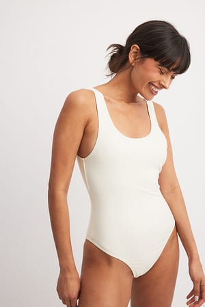 Off White High Leg Swimsuit