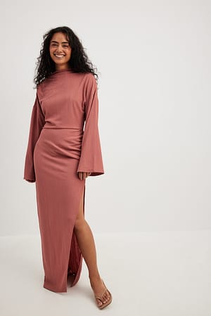 Dusty Rose High Neck Drapy Maxi Dress