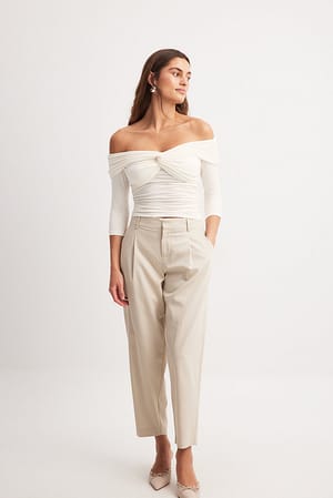 Champagne High Waist Barrel Leg Pants