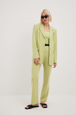 Dusty Green High Waist Fitted Flared Pants