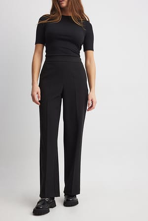 Black High Waist Straight Leg Pants