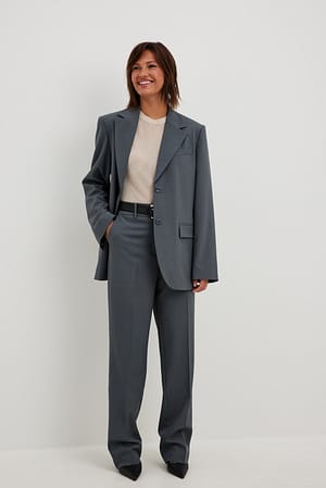 Mid Grey Tailored High Waist Suit Pants