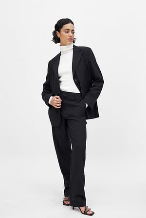 Black Tailored High Waist Suit Pants