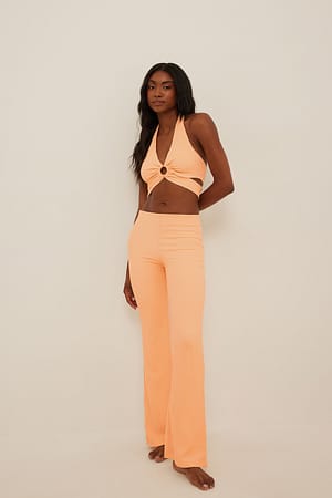 Dusty Orange High Waist Structured Trousers