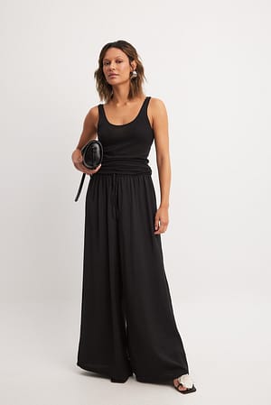 Black High Waist Wide Leg Pants