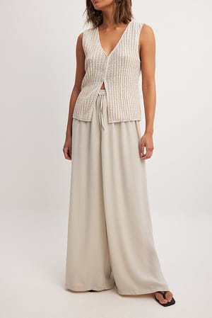 Champagne High Waist Wide Leg Pants